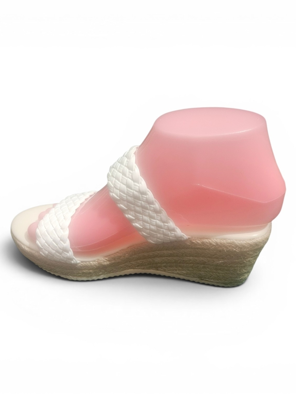 White Woven Braided Strap Espadrille Platform Wedge Sandals - Picture 4 of 8